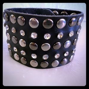 Black leather cuff bracelet